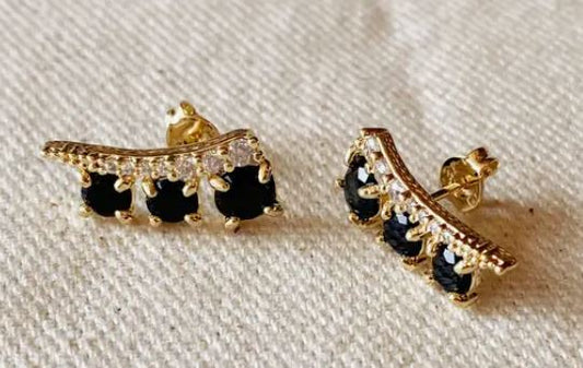 18K gold Filled Triple Stone Ear Ring