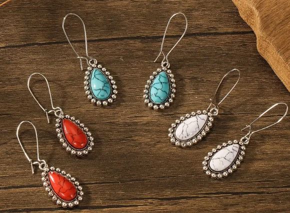 6pcs Bohemian Ethnic Turquoise Earrings